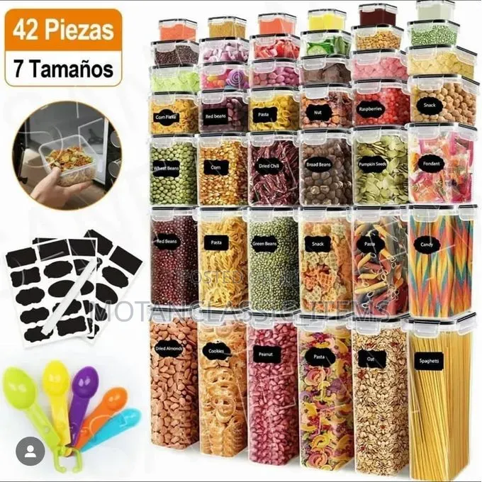 42pcs Airtight Plastic Storage Container (With Label, Spoon, and Pen).