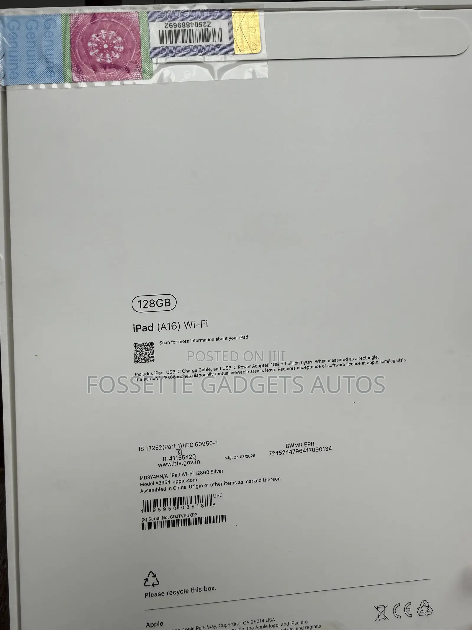 New Apple iPad (2025) 128 GB Silver