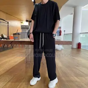 Men's Ice Silk Sports Suit Summer Trendy Loose Breathable Casual