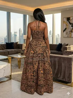 Ankara Backless Gown With Strap - Style 503