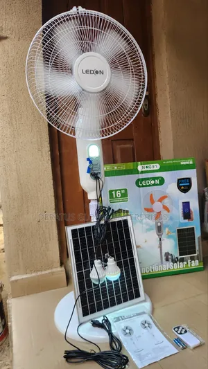 16" Solar Fan Ledon With 2dc Bulbs and Remote