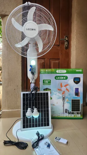 Solar Rechargeable 16" Fan With Bulbs and Panel