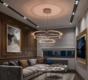 Stainless Steel Chandelier Light Luxury Living Room Lamp 600mm