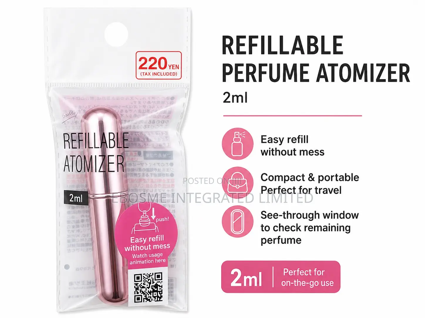 Refillable Perfume Atomizer Spray Bottle – 2ml Portable Travel Size