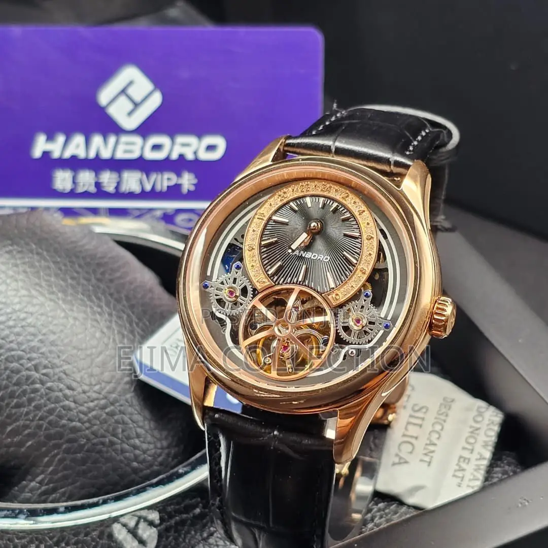 High Quality Hanboro Leather Style Watch Automatic for Men’S