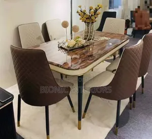 Marble Dining Table Set for 6