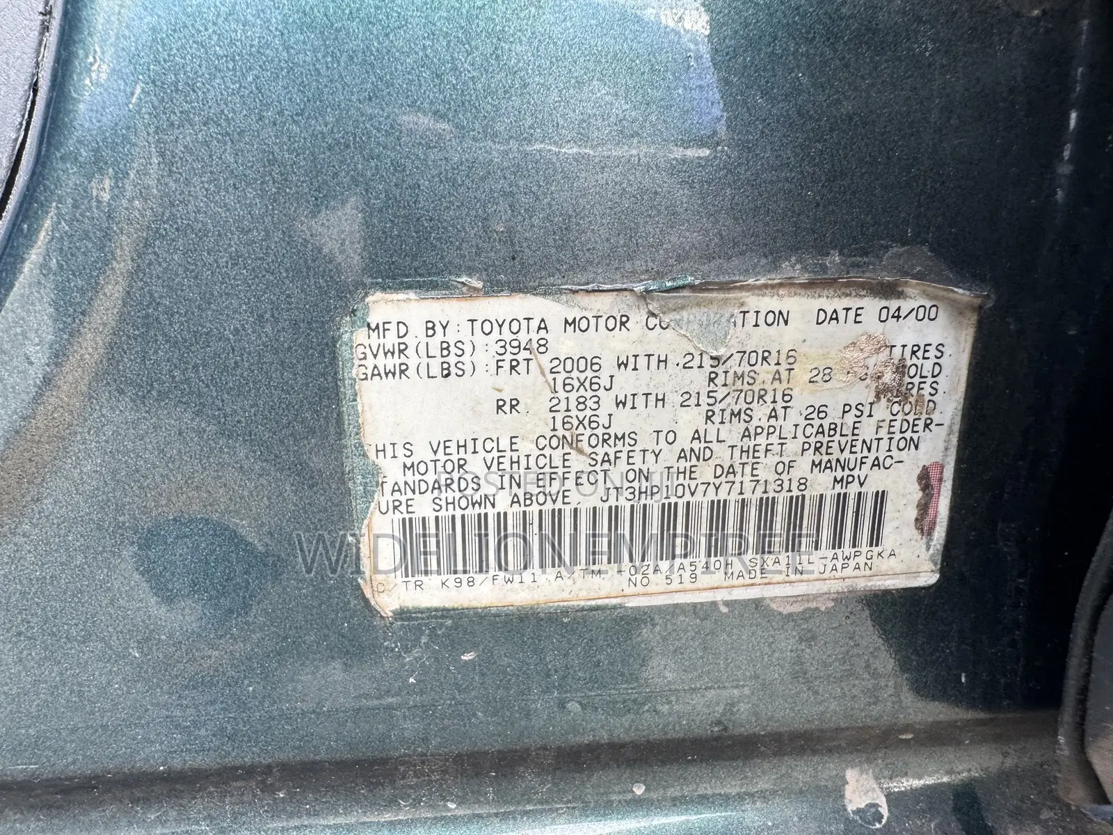 Toyota RAV4 Automatic 2000 Green