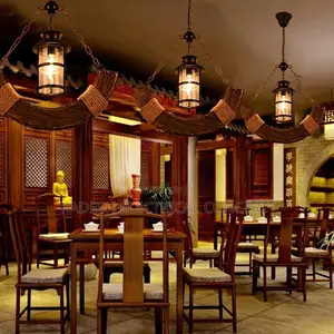 Retro Wooden Chandelier Glass Lampshade Bar Industrial Chandelier