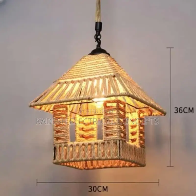 Hemp Rope Retro Ceiling Light Industrial Style Iron Restaurant Bar
