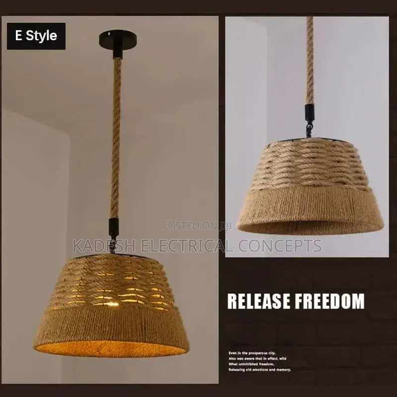 Hemp Rope Retro Ceiling Light Industrial Style Iron Restaurant Bar