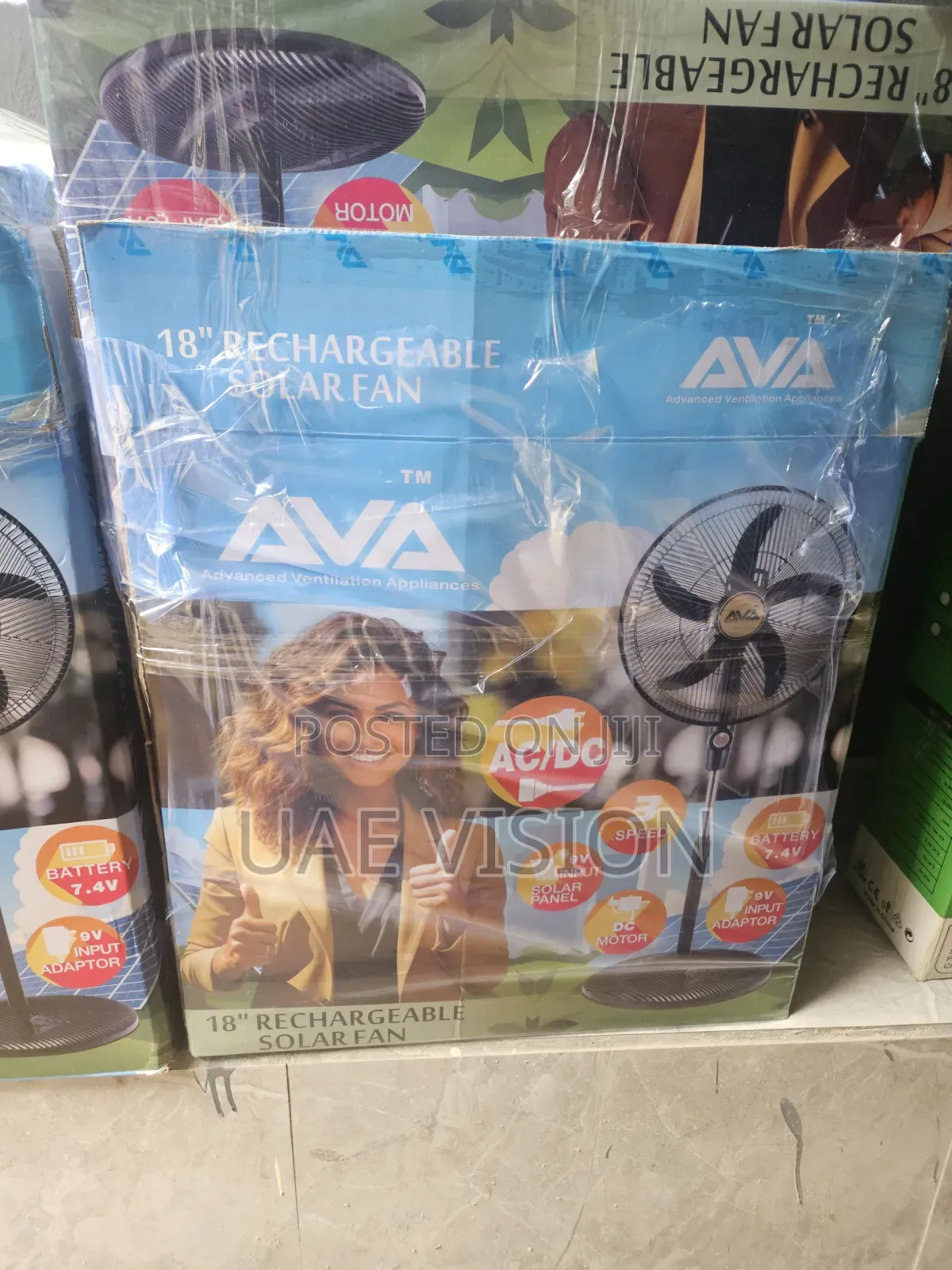 18inches Ava Solar Rechargeable Fan Ac/Dc High Quality