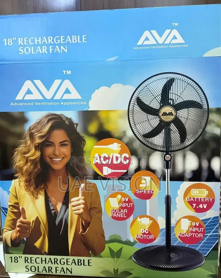 18inches Ava Solar Rechargeable Fan Ac/Dc High Quality