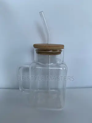 Transparent Glass Cup With Bamboo Lid Glass Straw