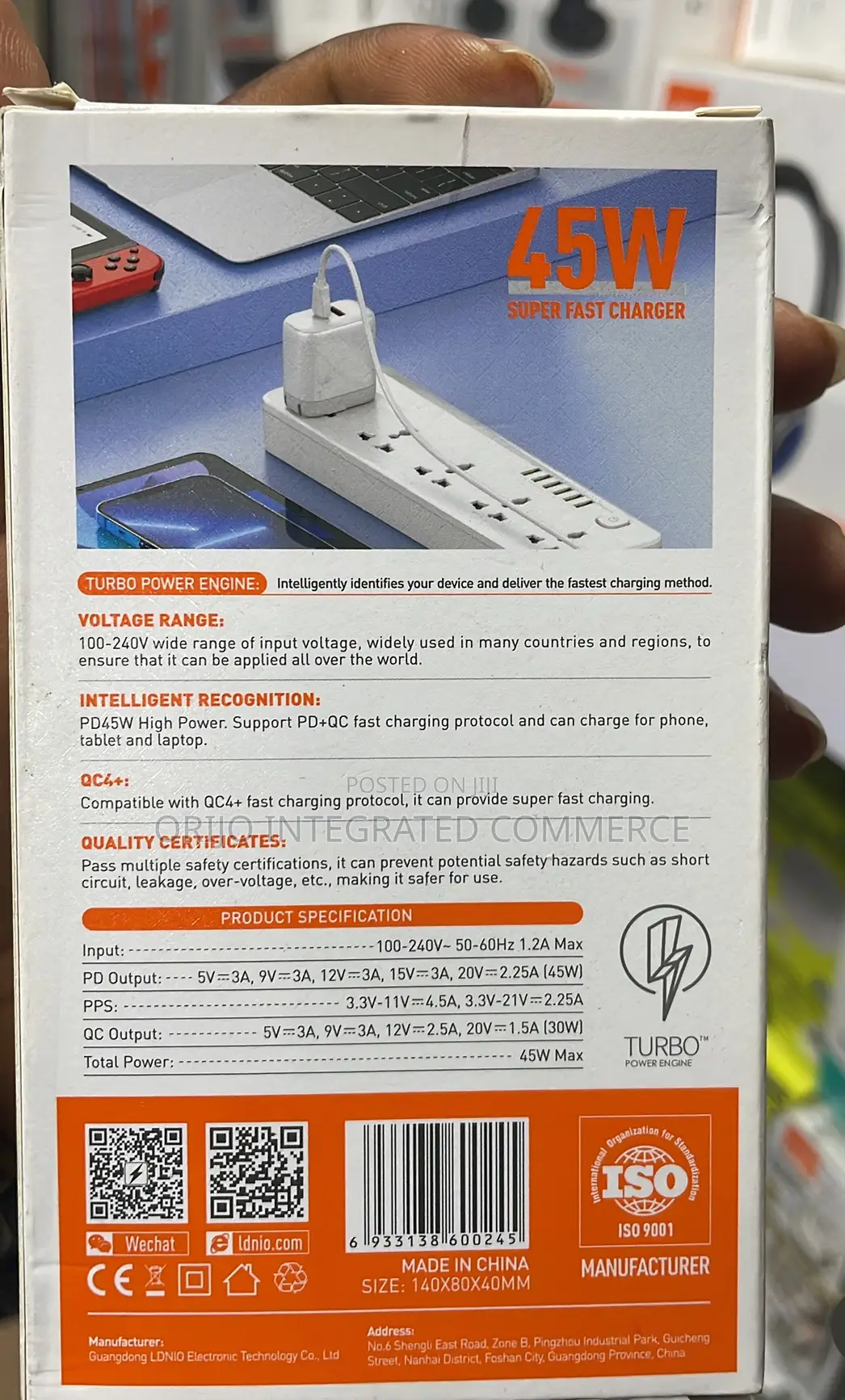 45w Lonio Fast Wall Charger A2526c