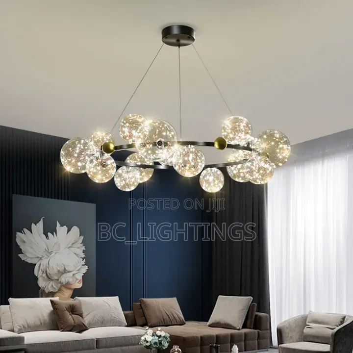 Nordic Ring Lamp Romantic Star Chandelier Glass Ball Hanging Light