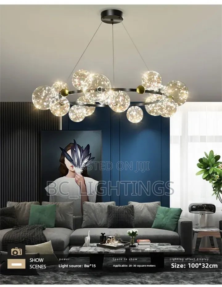 Nordic Ring Lamp Romantic Star Chandelier Glass Ball Hanging Light