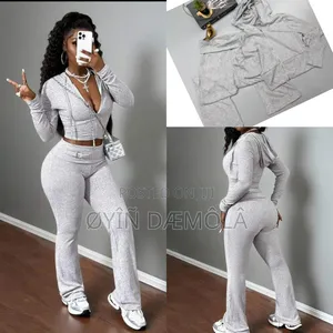 Hooded Neck Ribbed Pant Set