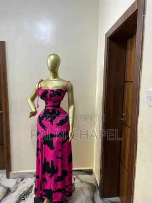Sexy Pink Black Slit Maxi Dress