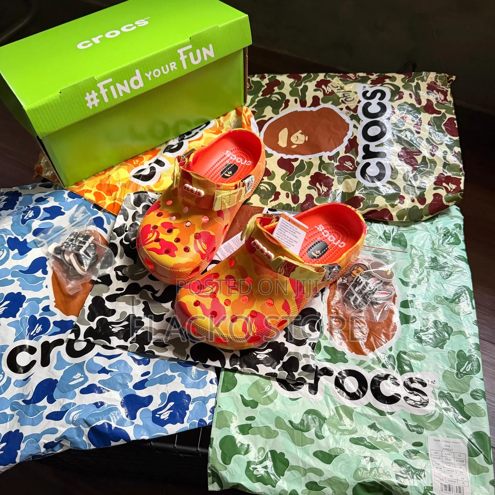 Original a Bathing Ape X Crocs Clogs