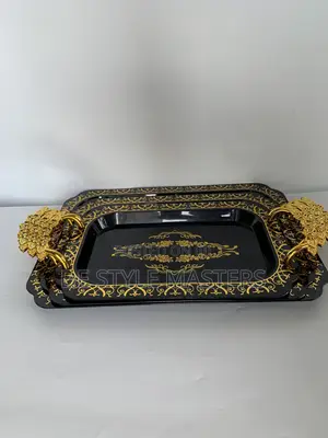 3 PCS Plastic Tray Set (Gold Black)