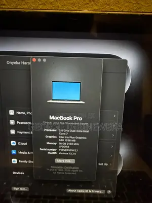 Laptop Apple MacBook Pro 2017 16GB Intel Core i7 SSD 256GB