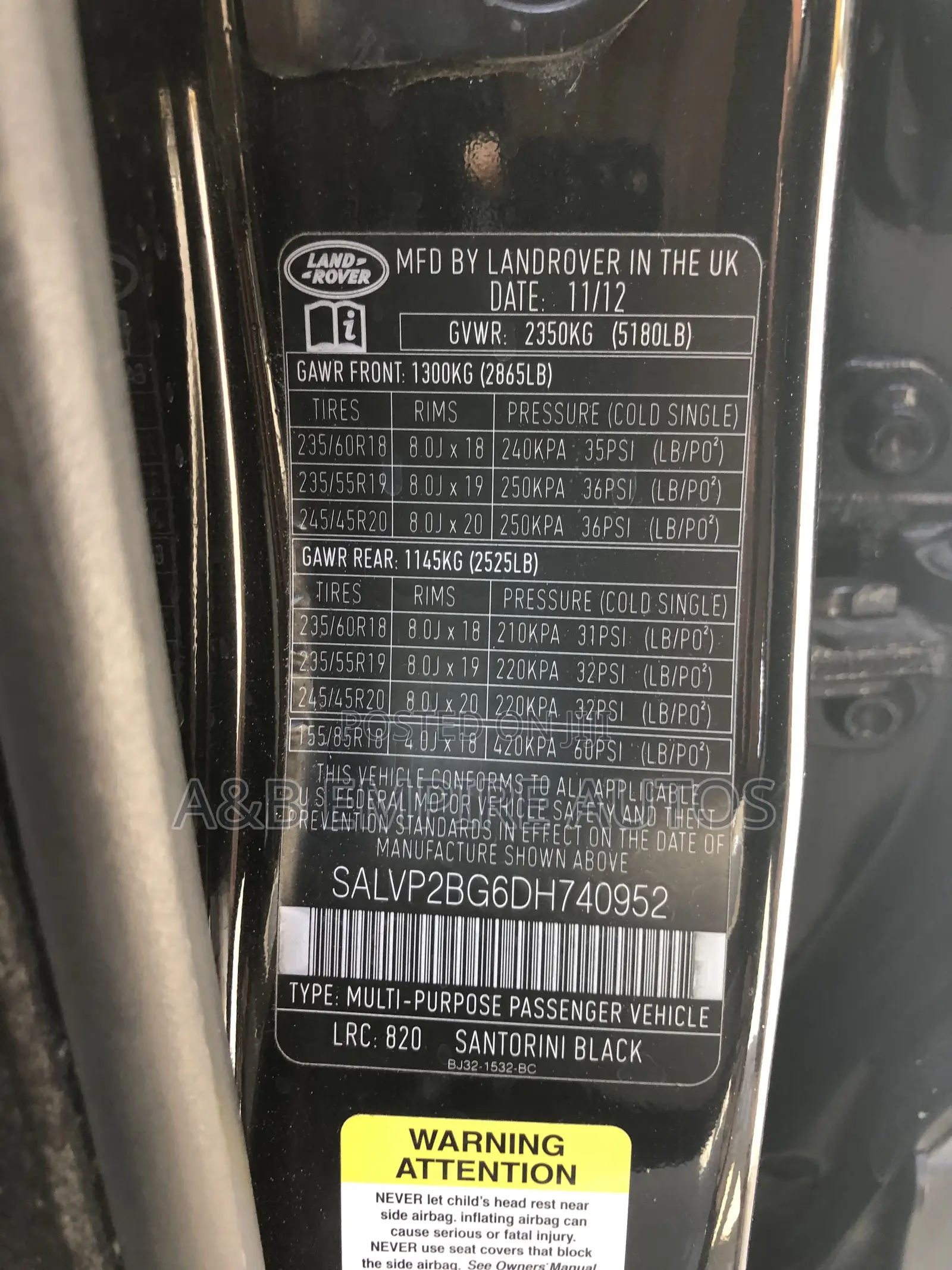 Land Rover Range Rover Evoque 2013 Black