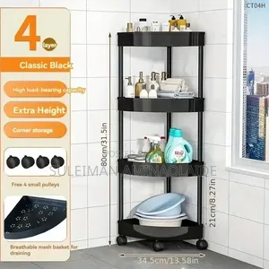 4-Tier Rolling Storage Cart in Kitchen or Bathroom