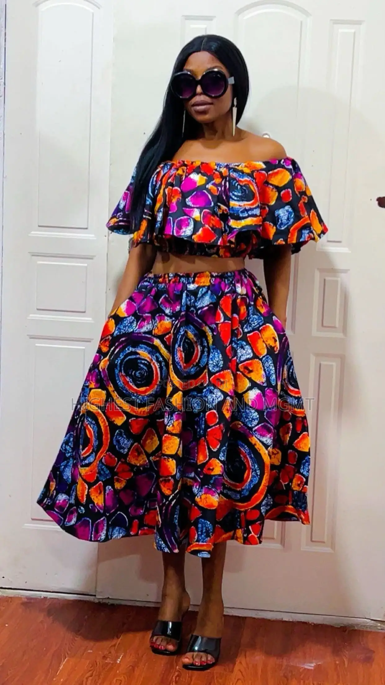 Off Shoulder Crop Top and Three Quarter Trouser - Style 845