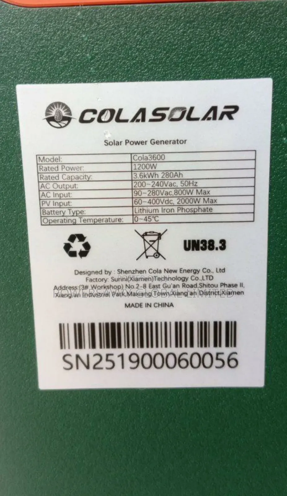 Cola Solar 3600