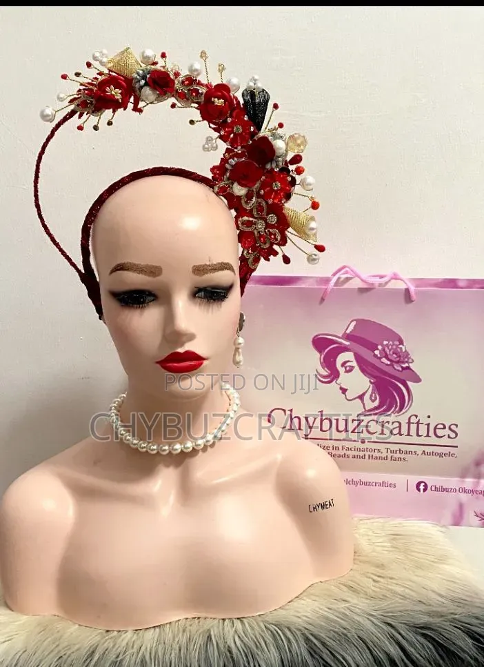 Red Double Layered Beaded Hair Gear