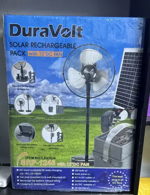 Duravolt Solar Rechargeable Pack With a 12" Dc Fan