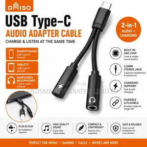 Usb Type-C Audio Adapter Cable With Charging Port