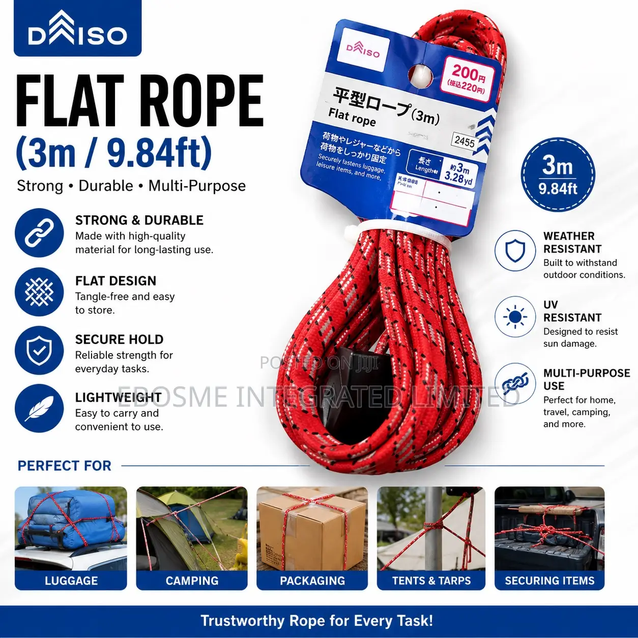 Flat Rope Cord – 3m