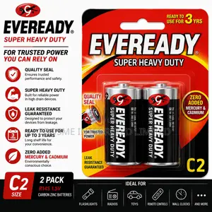 Eveready Super Heavy Duty Batteries – 2 Pack