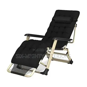 Adjustable Outdoor Relaxing Chair With Cushion- Black