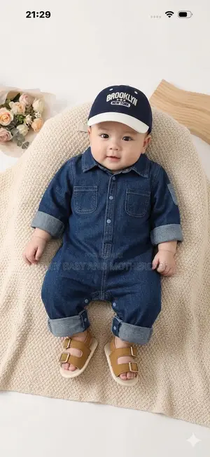 Baby Jean Jumpsuit, Cap and Sandals