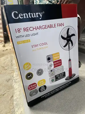 Century 18” Rechargeable Fan Quiet and Efficient Cooling