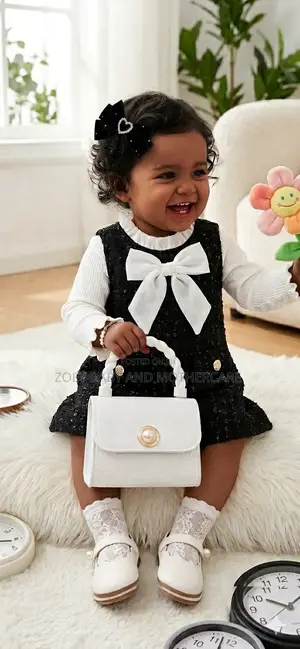 Baby Girl Dress, Bag, Sock, Hair Clip, Shoe