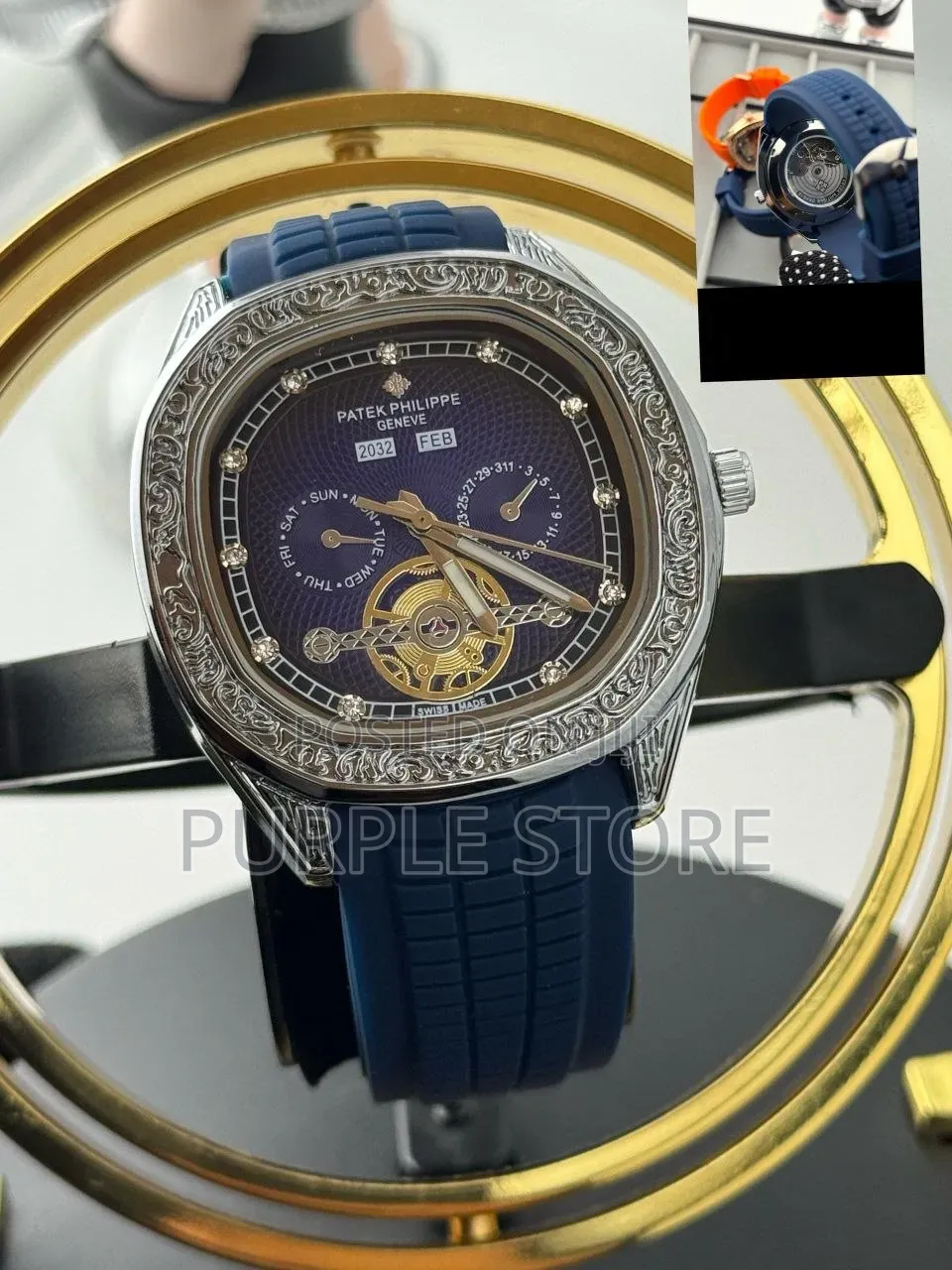 Patek Philippe Rubber Strap Watches Transparent Back