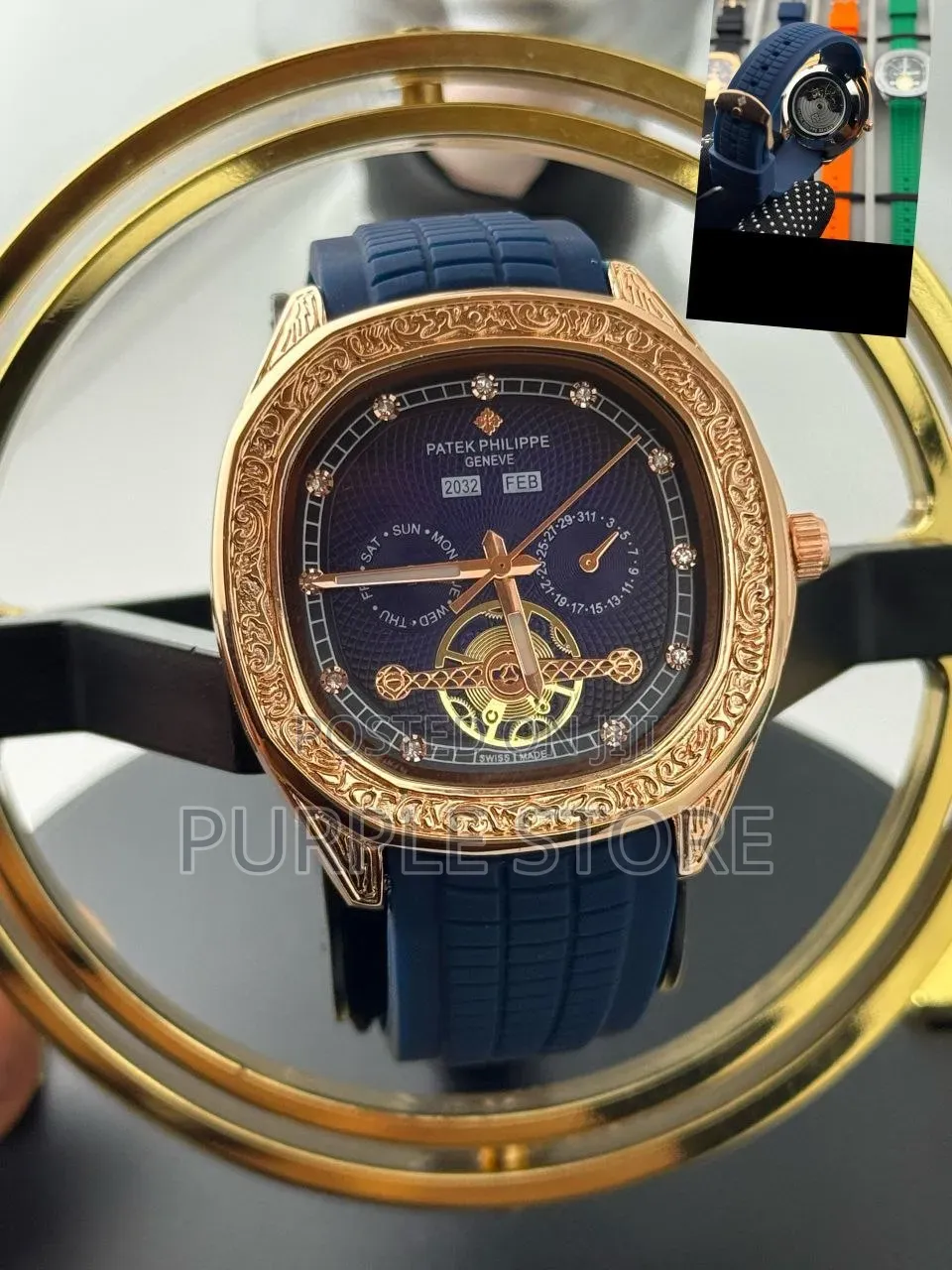 Patek Philippe Rubber Strap Watches Transparent Back