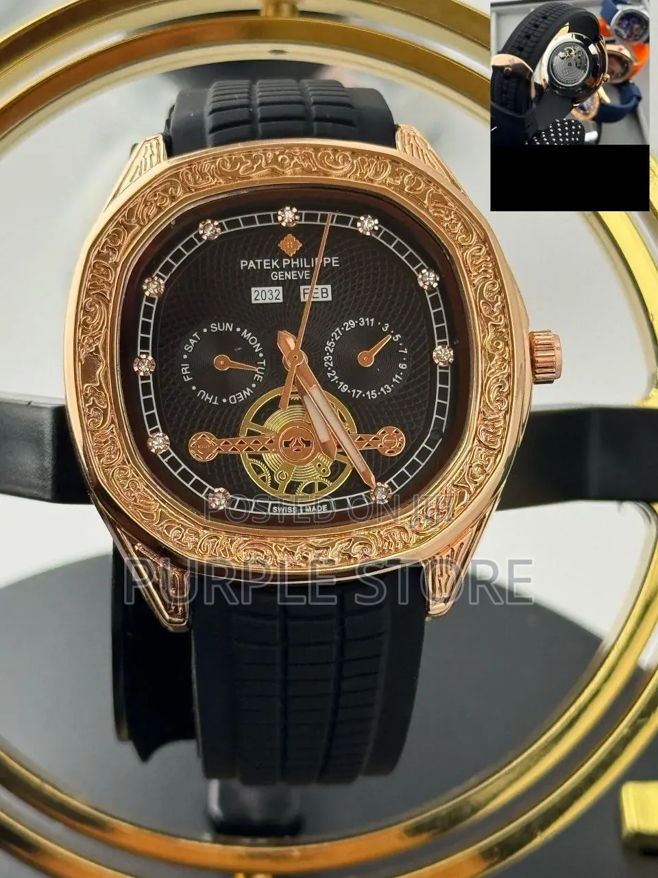 Patek Philippe Rubber Strap Watches Transparent Back