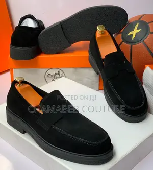 Designer-Inspired Men’S Suede Penny Loafers| Black Slip-on Casual Shoe