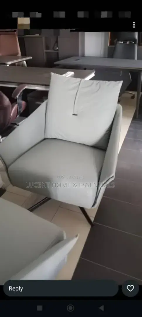 Luxury Executive Single Armchair Premium Grey Leather Visitor's Sofa