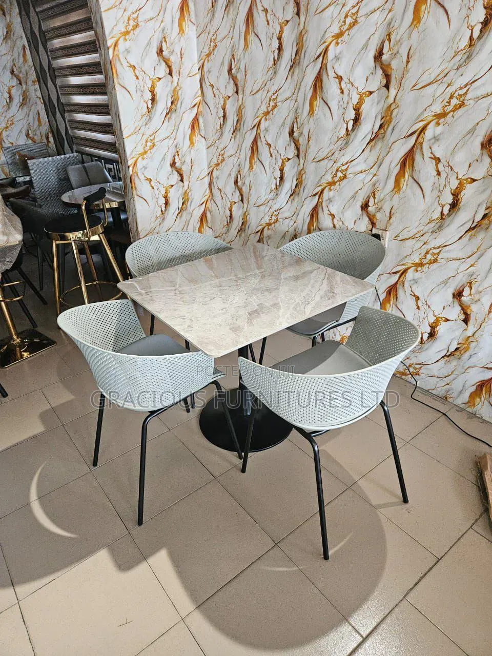 Modern 4 Seater Marble Dining Set