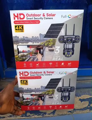 Hd Outdoor Solar Smart Security Camera 3 Lens Screen Real