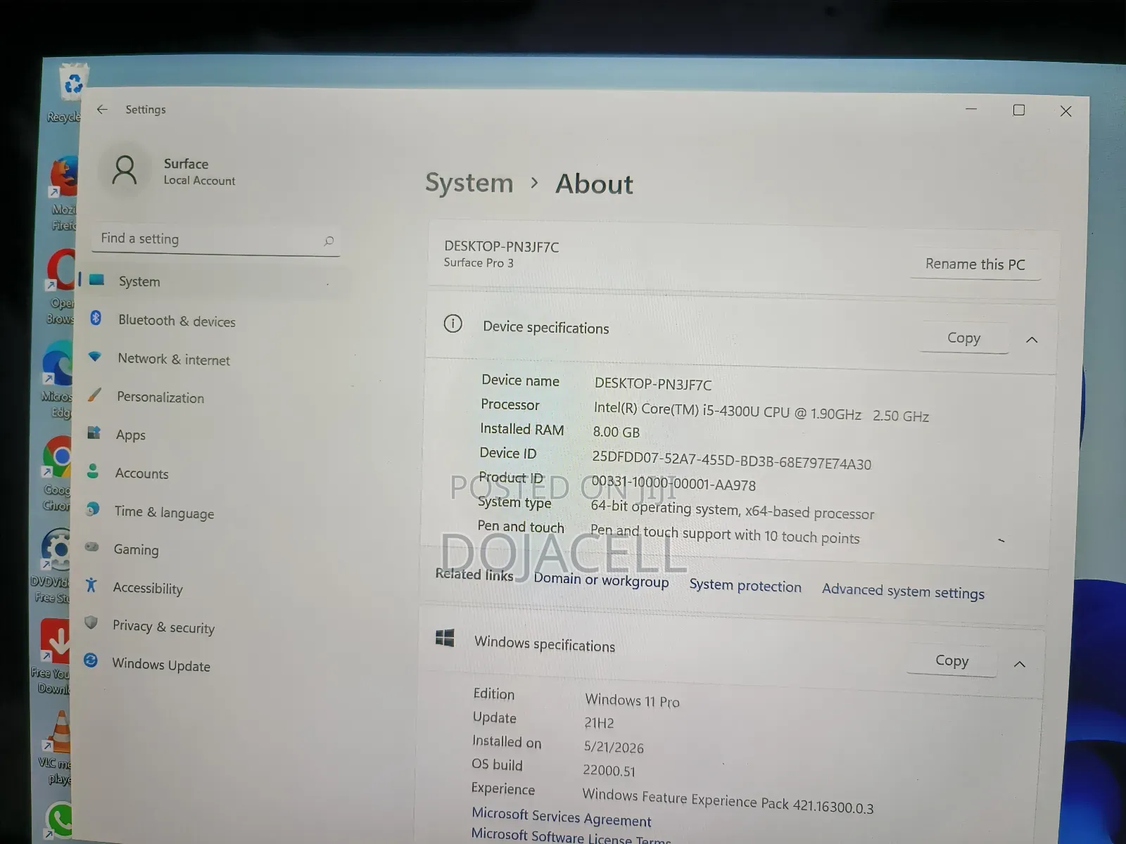 Laptop Microsoft Surface Pro 3 8GB Intel Core i5 SSD 256GB