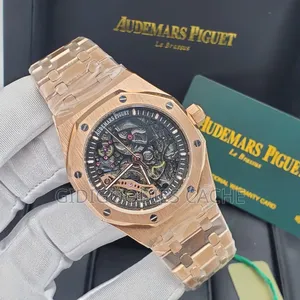 Rose Gold Skeleton Audemars Automatic Luxury Watch