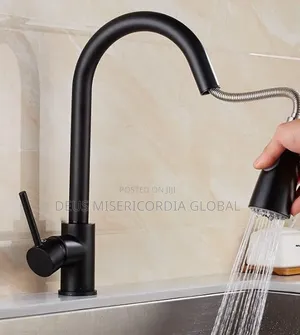 Black Pull-Out Kitchen Sink Tap