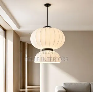 Gabanese Wabi Sabi Silk Led Pendant Light Retro Art Lantern.