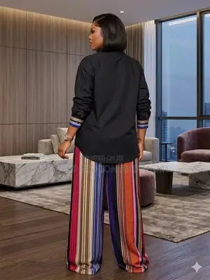 Aso Oke Pants and Black Shirt - Style 943